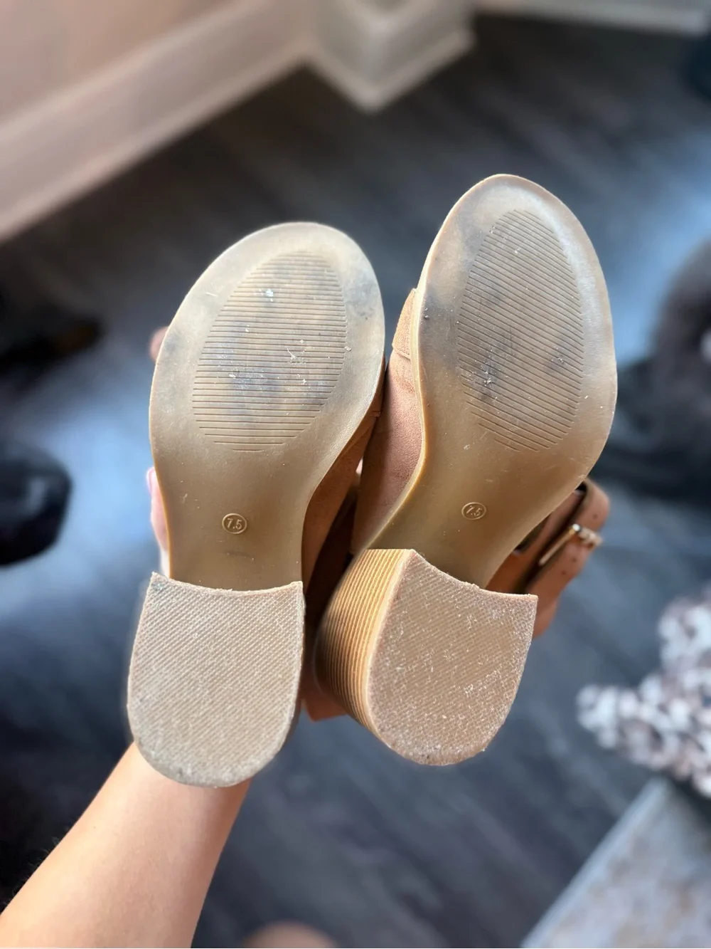 Maurices Three-Buckle Suede Block Heel Sandals - Tan